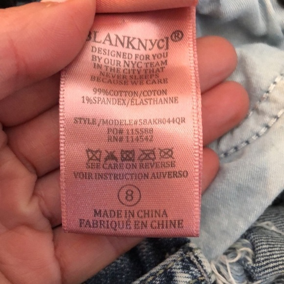 Blank NYC Girls Distressed Jean Shorts Size 8 in Like New Condition - Picture 6 of 6